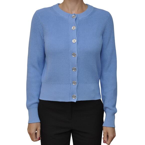 Michael Kors Crop Shaker Cardigan Sweater South Pacific Blue XS Nwt $175 - Picture 1 of 4